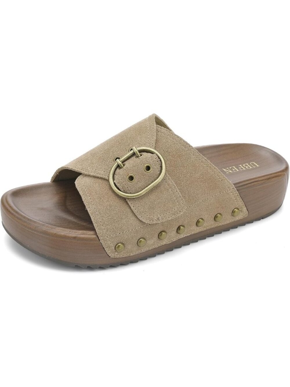 Comfortable Women's Platform Slides - Genuine Leather, Arch Support, Buckle